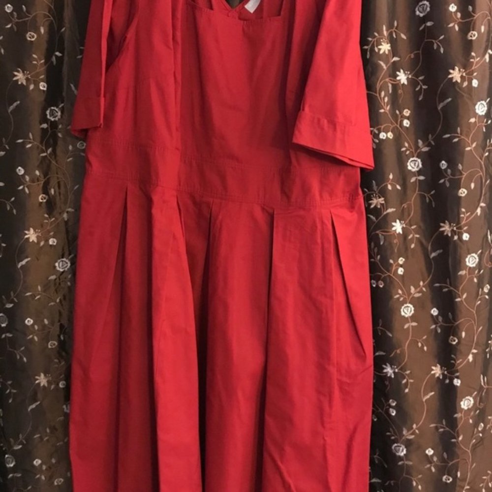 Eshakti Red Cotton Midi Dress 5X (32) short sleeve